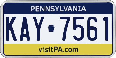 PA license plate KAY7561