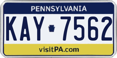 PA license plate KAY7562