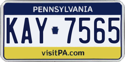 PA license plate KAY7565