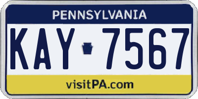 PA license plate KAY7567