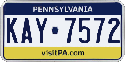 PA license plate KAY7572
