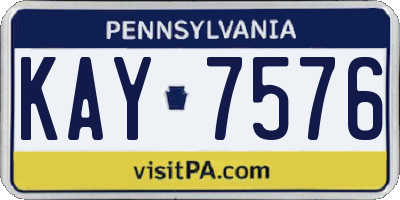 PA license plate KAY7576