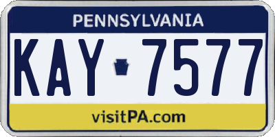 PA license plate KAY7577