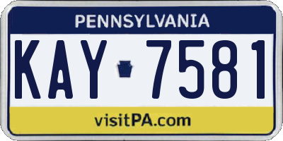 PA license plate KAY7581