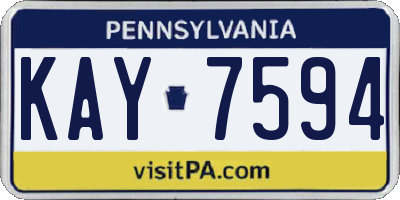 PA license plate KAY7594