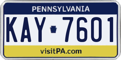 PA license plate KAY7601