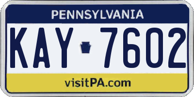 PA license plate KAY7602