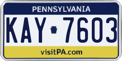 PA license plate KAY7603