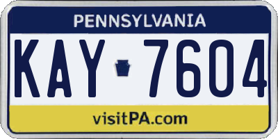 PA license plate KAY7604
