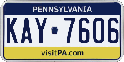 PA license plate KAY7606