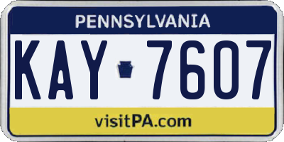 PA license plate KAY7607