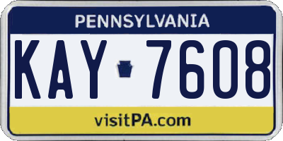 PA license plate KAY7608