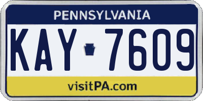 PA license plate KAY7609