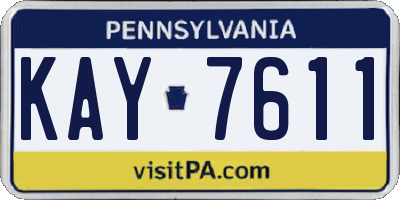 PA license plate KAY7611