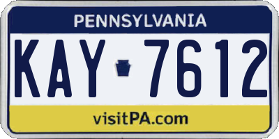 PA license plate KAY7612