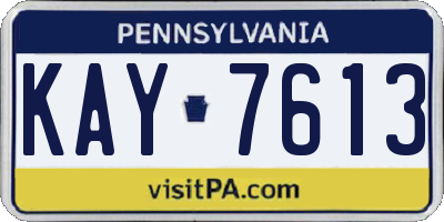 PA license plate KAY7613