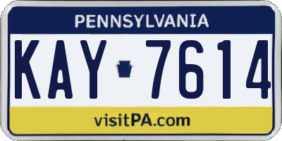 PA license plate KAY7614