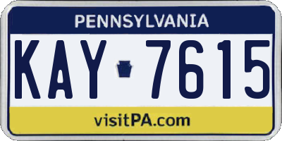 PA license plate KAY7615