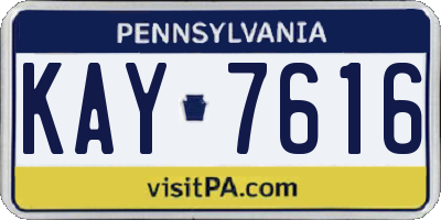PA license plate KAY7616