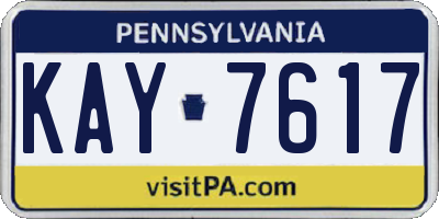 PA license plate KAY7617