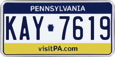 PA license plate KAY7619