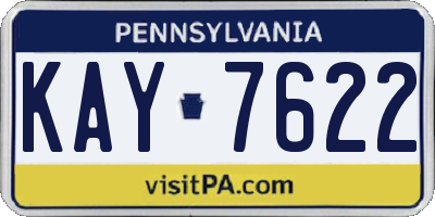 PA license plate KAY7622