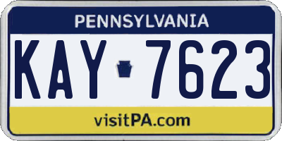 PA license plate KAY7623
