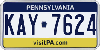 PA license plate KAY7624