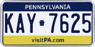 PA license plate KAY7625