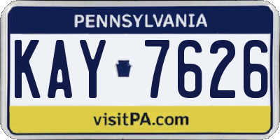 PA license plate KAY7626
