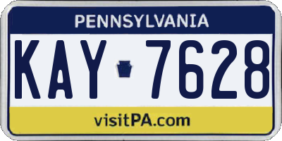 PA license plate KAY7628