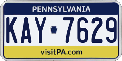 PA license plate KAY7629