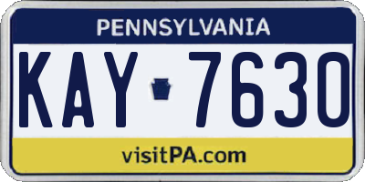 PA license plate KAY7630
