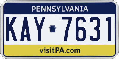 PA license plate KAY7631