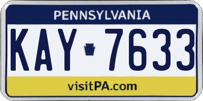 PA license plate KAY7633