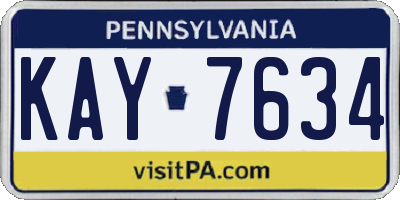 PA license plate KAY7634