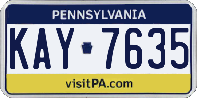 PA license plate KAY7635
