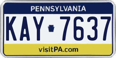 PA license plate KAY7637