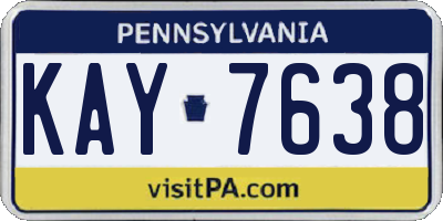 PA license plate KAY7638