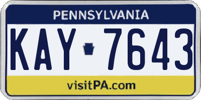 PA license plate KAY7643