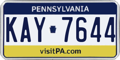 PA license plate KAY7644