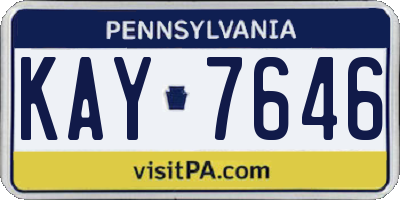 PA license plate KAY7646