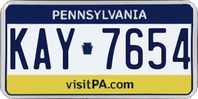 PA license plate KAY7654