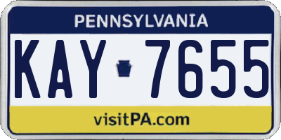 PA license plate KAY7655