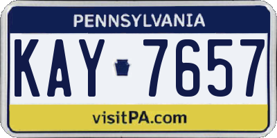 PA license plate KAY7657