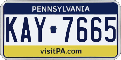 PA license plate KAY7665