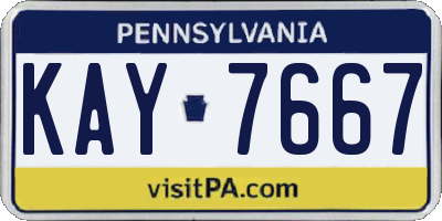 PA license plate KAY7667