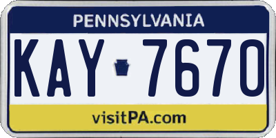 PA license plate KAY7670