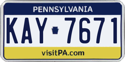 PA license plate KAY7671