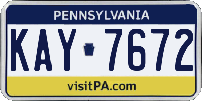 PA license plate KAY7672